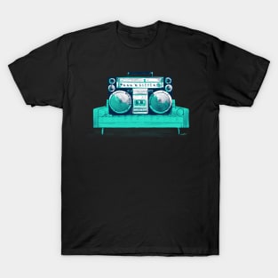 Big Boom Box on Couch – Retro Hip Hop T-Shirt